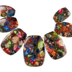 Dakota Stones Mixed Impression Jasper And Pyrite Rectangle Pendant Set (7pc)