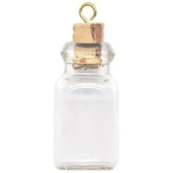 Bottle Charm, 1" Glass Mason Jar (12 Pieces)