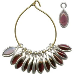 Garnet/ Sterling Silver Charm, Navette Cabochon (12 Pieces)