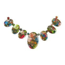 Dakota Stones Mixed Impression Jasper Oval Pendant Set (7pc)