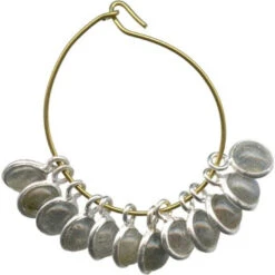 Labradorite/ Sterling Silver Charm, Round Cabochon (12 Pieces)