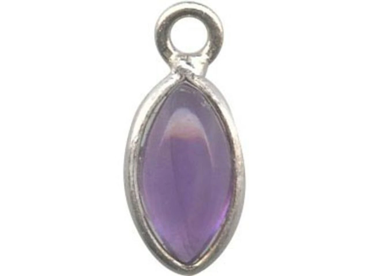 Amethyst/ Sterling Silver Charm, Navette Cabochon (12 Pieces) 2 Amethyst/ Sterling Silver Charm, Navette Cabochon (12 Pieces) - Image 2