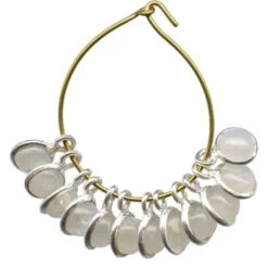 Rainbow Moonstone/ Sterling Silver Charm, Round Cabochon (12 Pieces)