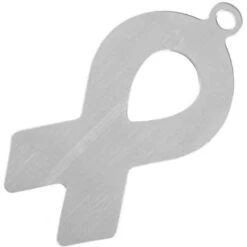 24ga Sterling Silver Blank, Cause Ribbon With Loop, 37x18mm (Each)