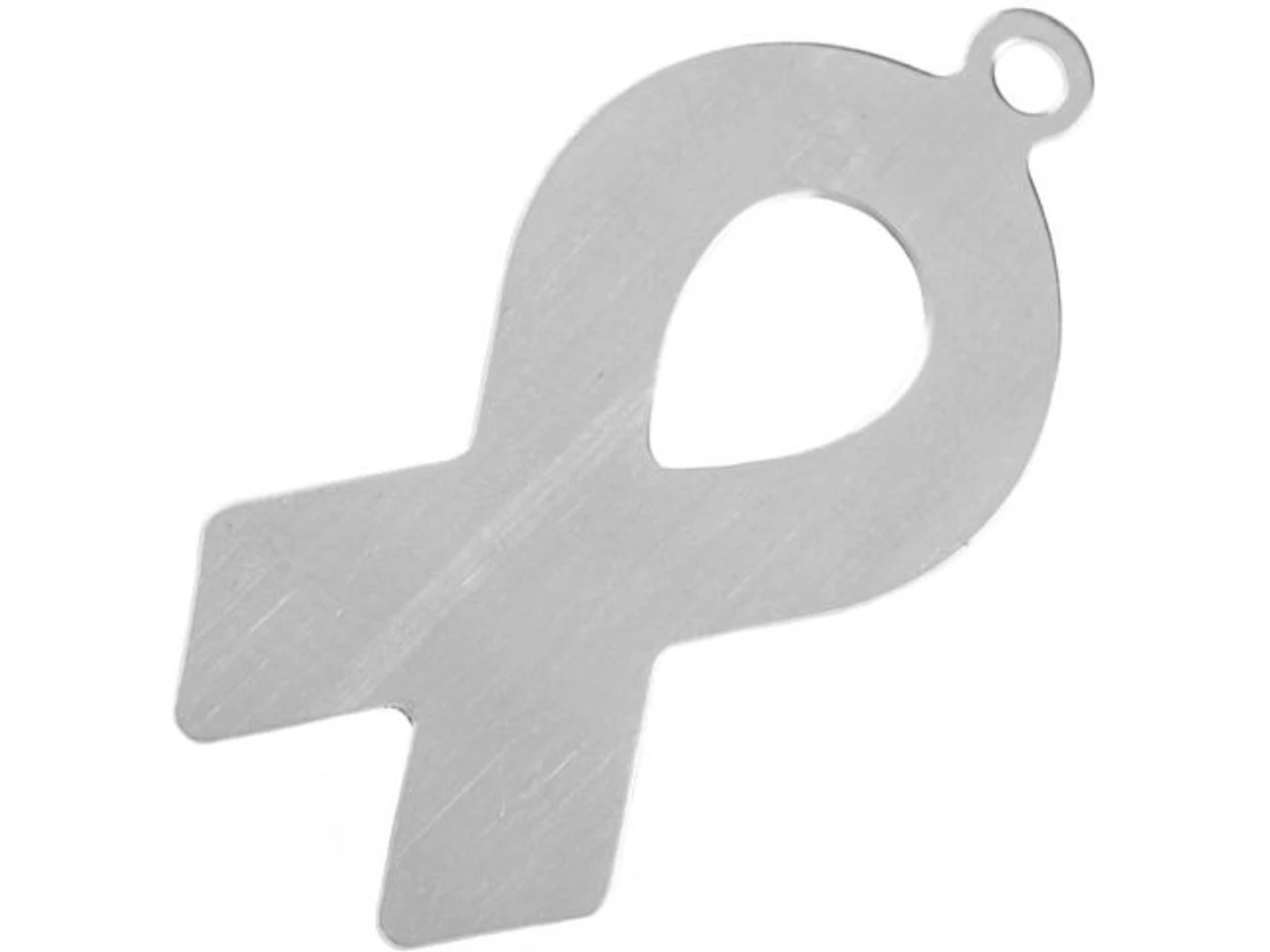 24ga Sterling Silver Blank, Cause Ribbon With Loop, 37x18mm (Each) 1 24ga Sterling Silver Blank, Cause Ribbon With Loop, 37x18mm (Each)