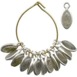 Labradorite/ Sterling Silver Charm, Navette Cabochon (12 Pieces)