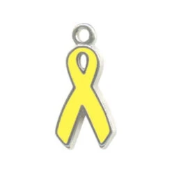 Yellow Silver Plated Pewter Yellow Ribbon Charm, Cast (10 Pieces)