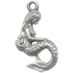 Antiqued Pewter Plated Charm, Cast, Mermaid, 3-D (10 Pieces)