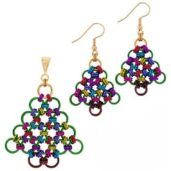 Weave Got Maille Christmas Tree Chain Maille Pendant & Earrings Kit, Joy To The World (Each)
