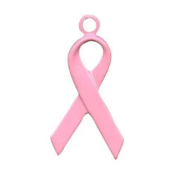 Pink Enamel Charm, Awareness Ribbon (12 Pieces)