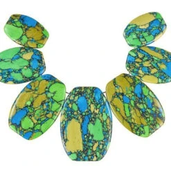 Dakota Stones Tri-Colored Turquoise Rectangle Pendant Set (7pc)