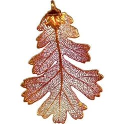 Copper Plated Leaf Pendant, Lacey Oak (Each)
