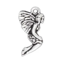 TierraCast Antiqued Silver Plated Leaf Fairy Charm (10 Pieces)