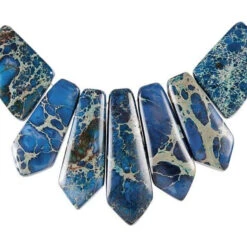 Dakota Stones Blue Impression Jasper Pointed Pendant Set (7pc)