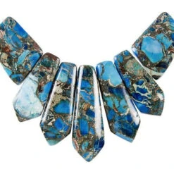Dakota Stones Blue Impression Jasper And Pyrite Pointed Pendant Set (7pc)