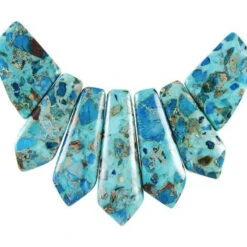 Dakota Stones Blue Impression Jasper And Blue Turquoise Pointed Pendant Set (7pc)