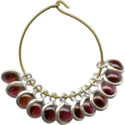 Garnet/ Sterling Silver Charm, Round Cabochon (12 Pieces)